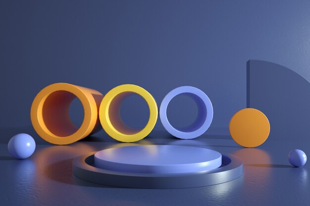 Representación de fondo de forma colorida geométrica con podio circular