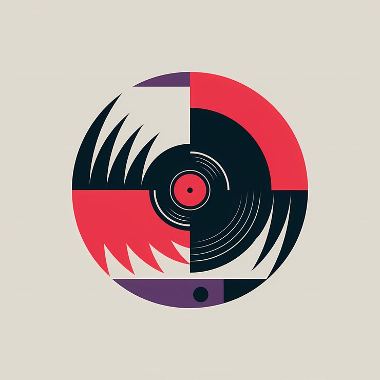 Foto representación geométrica abstracta de un disco de vinilo