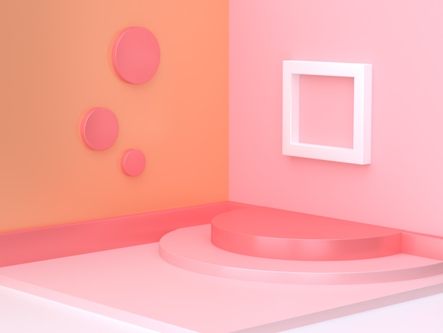 Representación geométrica abstracta mínima de la forma 3d de la escena anaranjada rosada de la esquina 3d