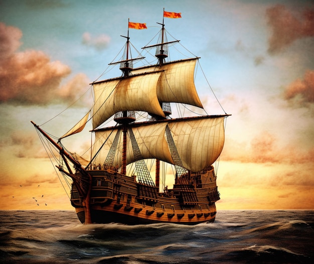 Una representación histórica del barco Mayflower