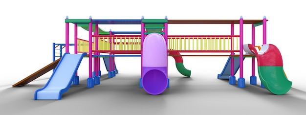 Una representación de ilustración 3D de un colorido parque infantil público