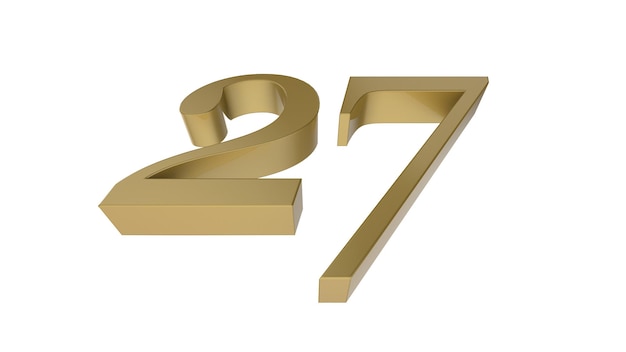 Representación de ilustración 3d de número de oro 27