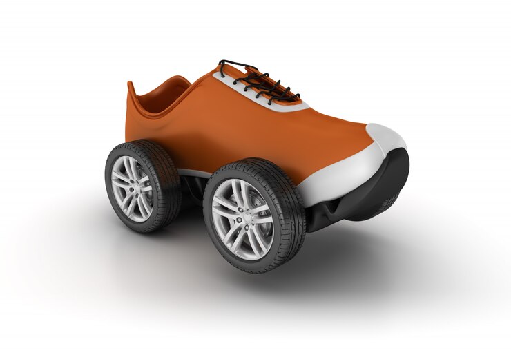 Foto representación de la ilustración del zapato sobre ruedas