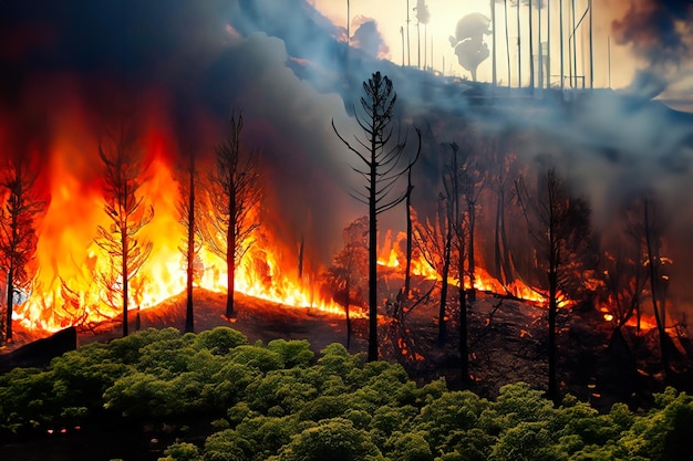 Representación de los incendios forestales en una selva tropical pérdida de biodiversidad y liberación de carbono