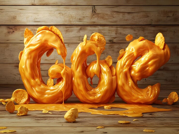 Foto una representación lúdica de la palabra "cheesequot" con queso derretido y papas fritas