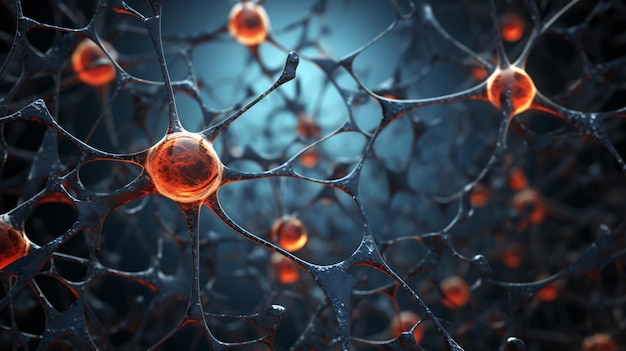 Representación macro detallada de las sinapsis en la anatomía del sistema nervioso cerebral