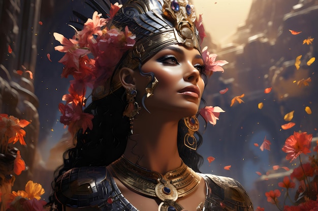 Foto representación de la majestad floral cleopatra vestido real estilo alexis franklin