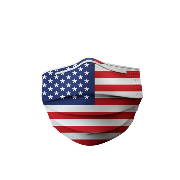 Representación de máscara médica protectora de bandera de estados unidos