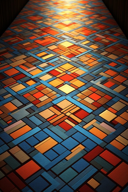 una representación minimalista en 3D de una alfombra persa que se centra en patrones geométricos