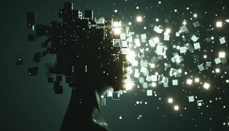 Representación minimalista en 3D de la silueta de una mujer