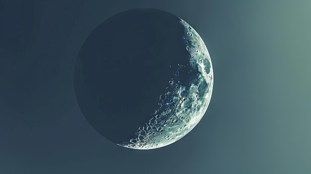 Una representación minimalista de una media luna en el centro del marco que hace hincapié en el vacío celestial