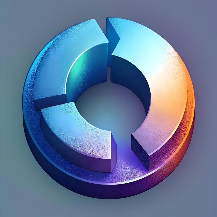 Foto una representación moderna en 3d de un icono de caret orientado a la izquierda renderizado en un vibrante gradiente de azul púrpura y naranja