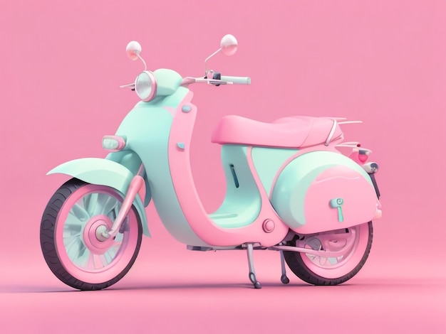 Representación de motocicleta caprichosa y aventurera estilo dibujos animados en 3D con vibraciones divertidas