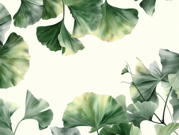 Foto representación muy detallada de las hojas de gingko biloba, famosas por la mejora de la memoria con el espacio de copia derecha