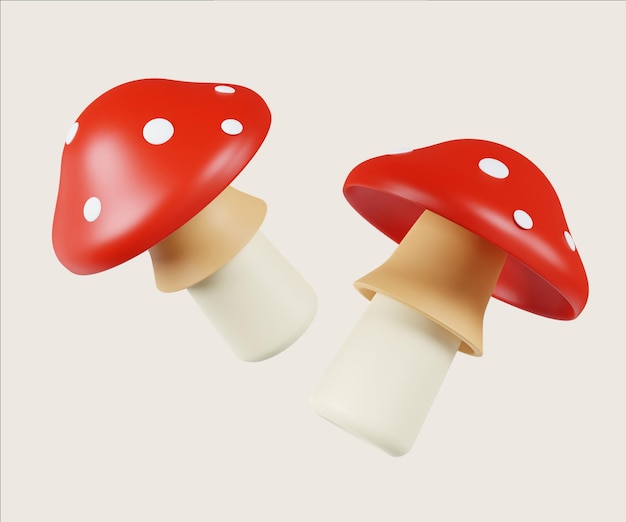 Representación de narcóticos con íconos de hongos caprichosos Ilustración de renderización en 3D