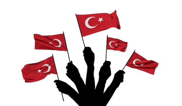 Representación ondeada de la bandera nacional de Turquía