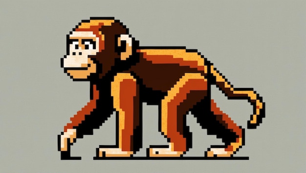 Una representación en pixel art de un mono