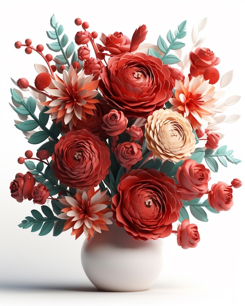 Representación de ramo de arreglo floral de modelado 3D