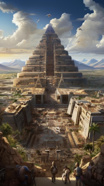Una representación realista de una civilización antigua avanzada