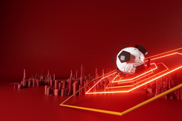 Representación realista del diseño de objetos de fútbol 3d