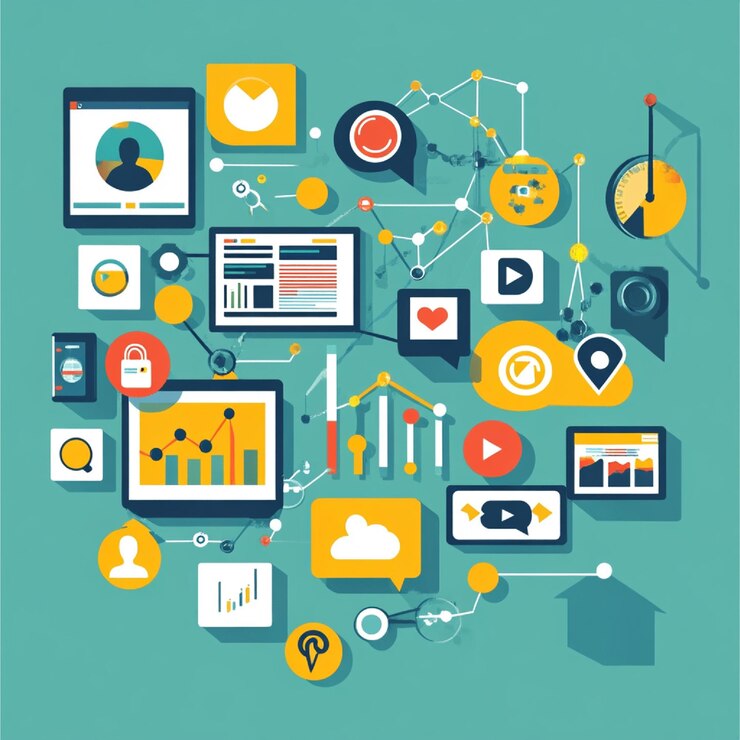 Foto una representación visual de las métricas de marketing de las redes sociales