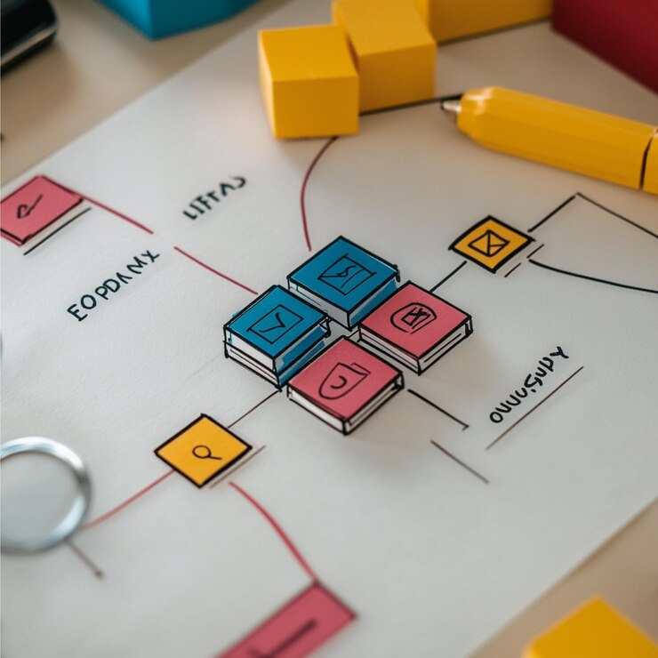 Foto una representación visual de un plan de contenido seo con temas, palabras clave y calendario de publicación