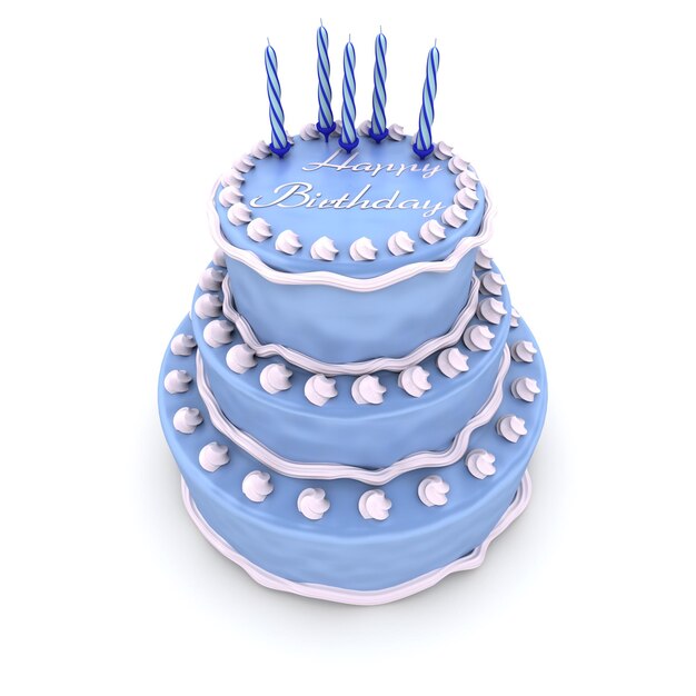 Representación XA3D de un gran pastel de cumpleaños azulxA