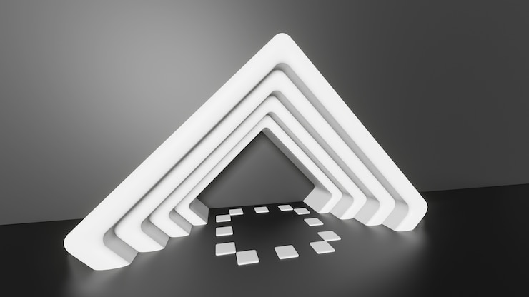 Foto representaciones 3d abstractas de la plataforma cuadrada en blanco y negro para ferias comerciales