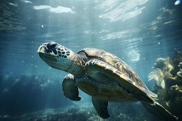 Foto representações abstratas de tartarugas marinhas os guardiões oceânicos enfrentando ameaças para aumentar a conscientização