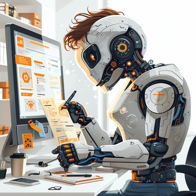 Representante de Ventas Técnicas Ingeniero de Robótica En un clipart vectorial de desarrolladores