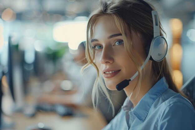 Representantes de atendimento ao cliente bonitas assistindo clientes no call center