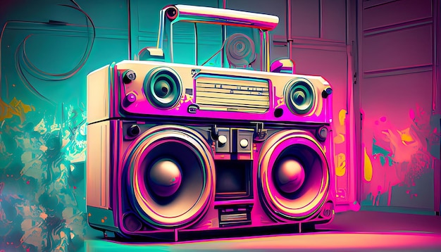 Reproductor de audio retro futurista Boombox