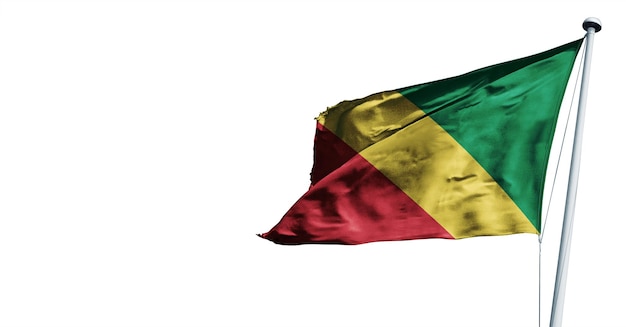 republic_of_the_congo winkende 3D-Render-Flagge auf weißem Hintergrund. - Bild