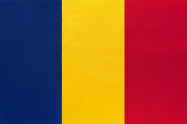República de Chad bandera nacional de tela, fondo textil. Símbolo del país africano del mundo.
