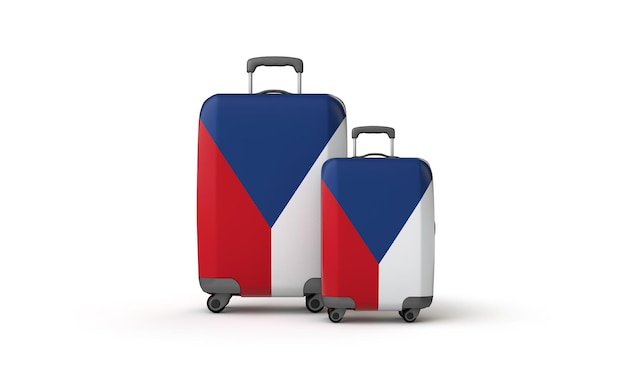 República Checa bandeira malas de destino de férias isoladas em branco d render