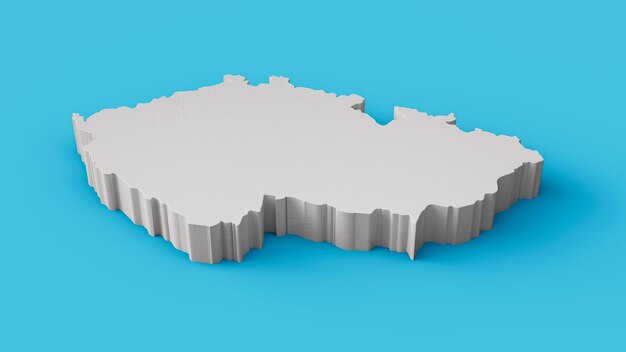 República Checa mapa 3D Geografia Cartografia e topologia Mar Ilustração 3D de superfície azul