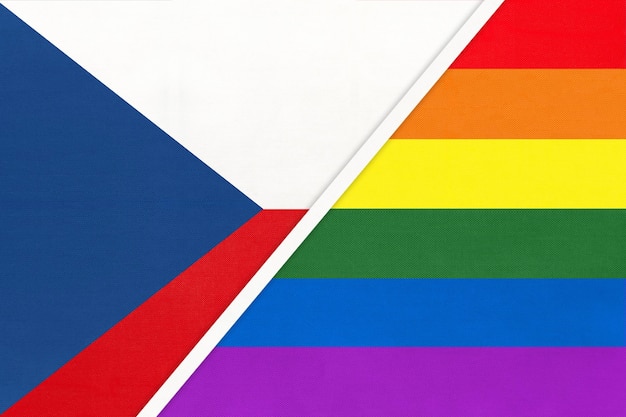República Checa y símbolo de la bandera del arco iris del país Chequia vs banderas nacionales LGBT