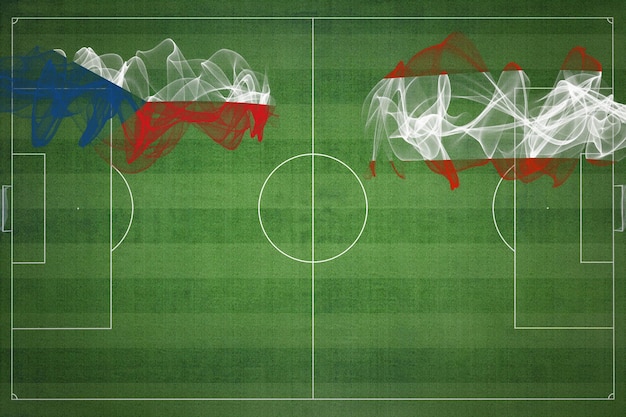 República Checa vs Austria Partido de fútbol colores nacionales banderas nacionales campo de fútbol juego de fútbol Concepto de competencia Espacio de copia