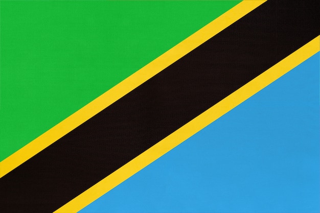 República da Tanzânia tecido nacional bandeira têxtil fundo. Símbolo do país africano do mundo.