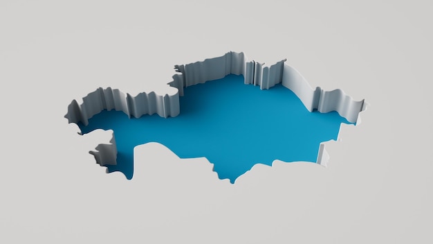 República de Kazajstán Map39s Ilustración 3d Mapa de extrusión interior 3d Profundidad del mar con sombra interior