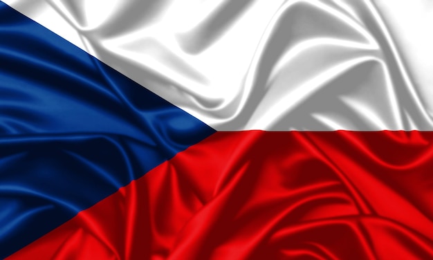 República Tcheca acenando bandeira nacional fecha fundo de ilustração de cetim com textura de seda