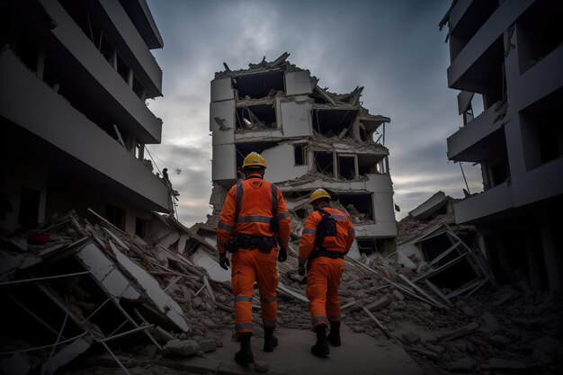 Los rescatistas limpian los escombros de las casas después del terremoto