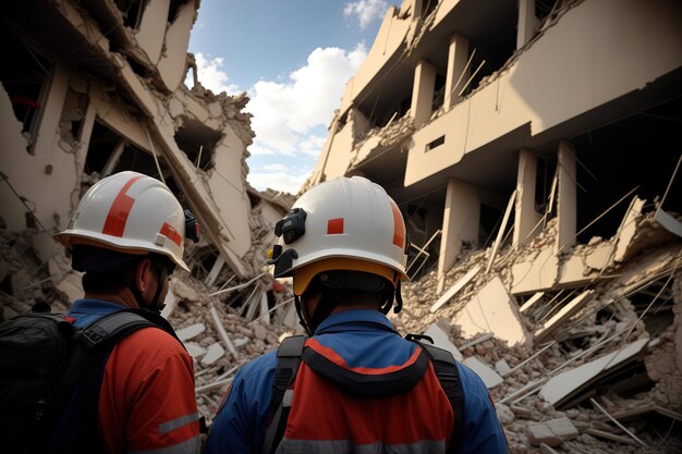 Los rescatistas limpian los escombros de las casas después del terremoto