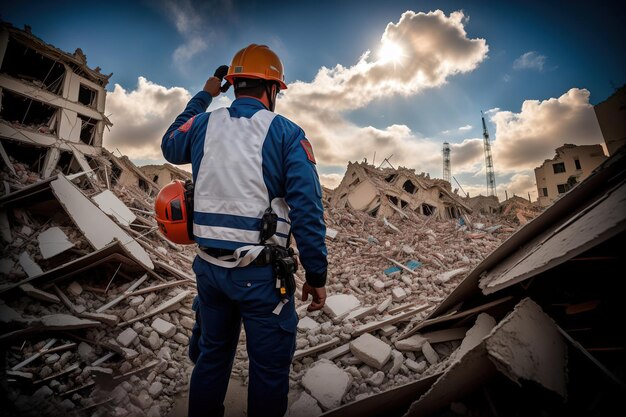 Los rescatistas limpian los escombros de las casas después del terremoto