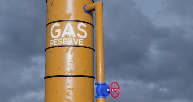 Foto reserva de gás reservatório de armazenamento de gás sanções de tanques de gás natural sobre gás trabalho 3d e imagem 3d