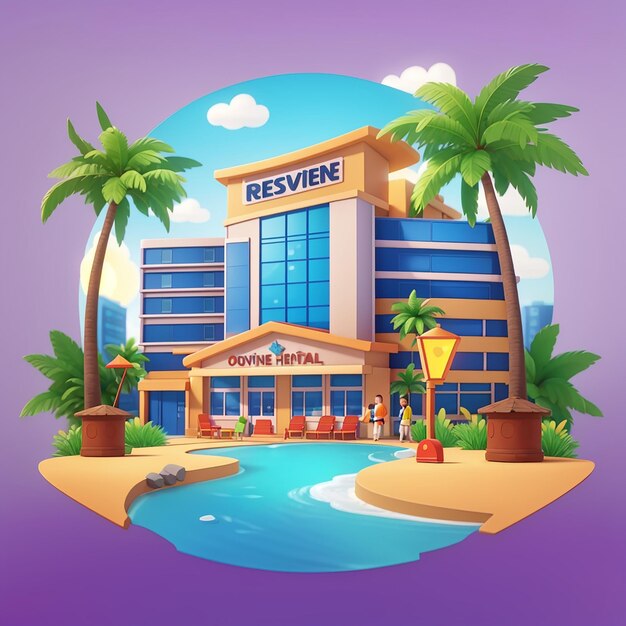 Foto reserva de hoteles en línea icono vectorial de dibujos animados ilustración tecnología de negocios icono concepto aislado vector premium estilo plano de dibujo animado