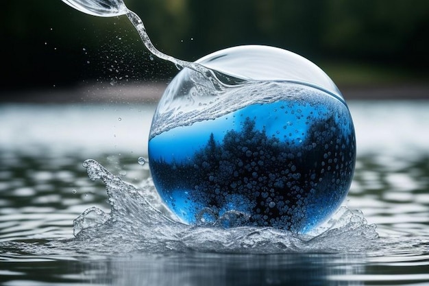 Foto reservatório de água abstrato em forma de esfera isolada sobre um fundo branco