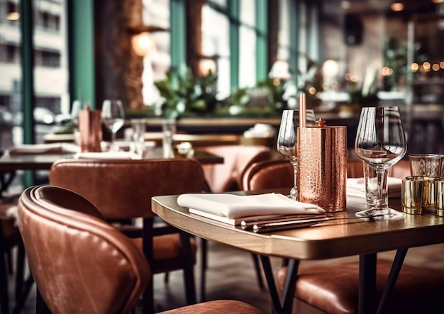 Reservierter Tisch im gehobenen Restaurant mit einem Glas Roséwein AI generativ