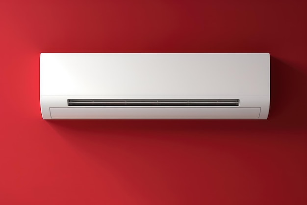 Resfriamento eficiente da sala Ar condicionado moderno montado na parede em casa Abrace o conforto de uma solução de resfriamento eficiente com este ar condicionado montado na parede em uma sala contemporânea