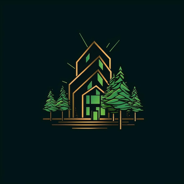 residencia verde logo arte estilo moderno